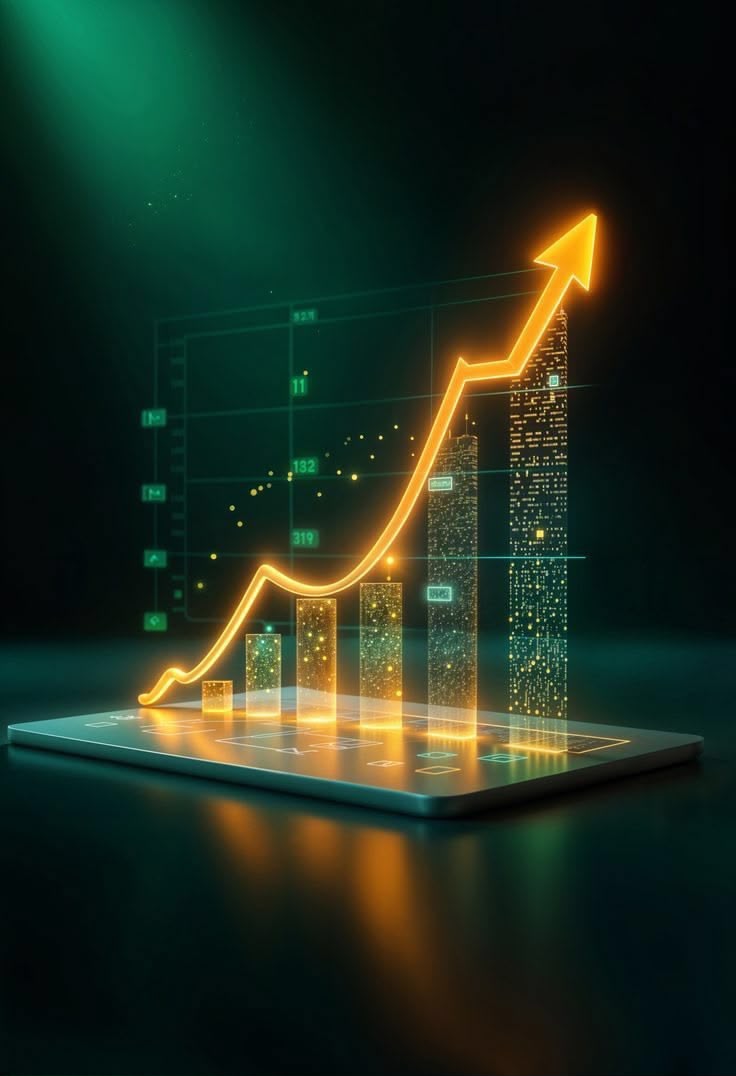 Growth chart showing rising balances